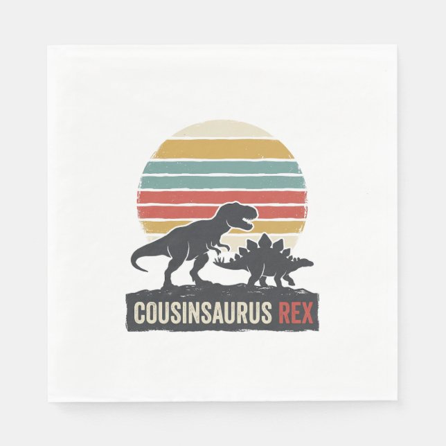 Cousinsaurus Rex Lustiges Dinosaurier Vintage-Shir Serviette (Vorderseite)