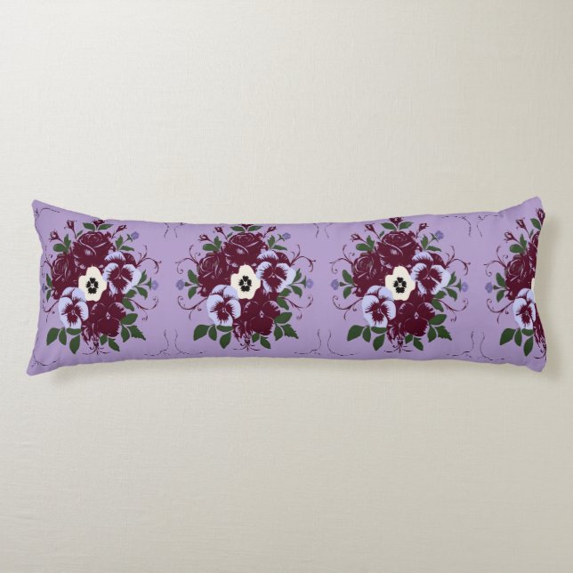 Coussin Long Décoratif - Bouquet de Violettes Seitenschläferkissen (Vorderseite)