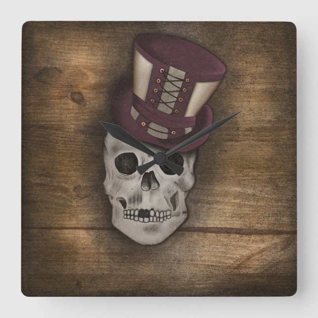 Coussin Steampunk Quadratische Wanduhr (Vorderseite)