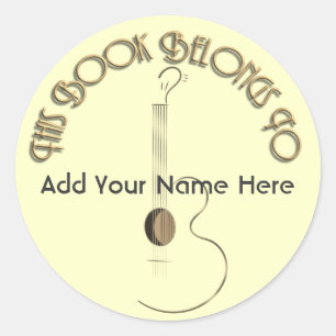 Coustic Guitar Logo Design Buchzeichen Sticker
