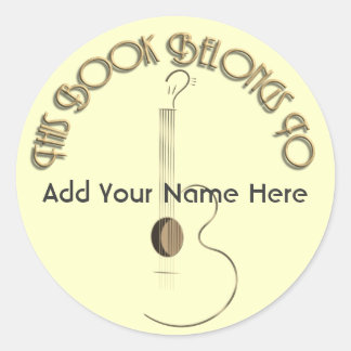 Coustic Guitar Logo Design Buchzeichen Sticker