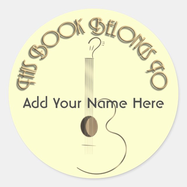 Coustic Guitar Logo Design Buchzeichen Sticker (Vorderseite)