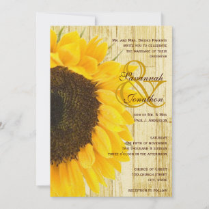 Coutry Chic Barn Wood Sunflower Wedding Einladung