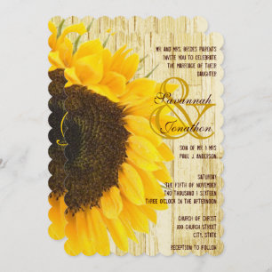 Coutry Chic Barn Wood Sunflower Wedding Einladung