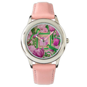 Couture-Botanical-Paradiesvogel-Monogramm Armbanduhr