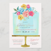 Couture Cake Bridal Dusche Einladung - blau