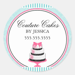 Couture Cakes Aqua Bäckerei Box Siegel Runder Aufkleber