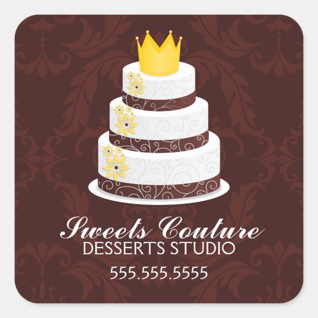 Couture Cakes Bakery Quadratischer Aufkleber (Vorderseite)