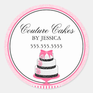 Couture Cakes Pink Bakery Stickers