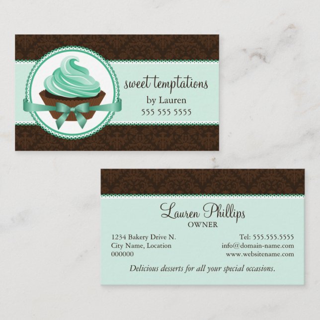 Couture Cupcake and Damask Bakery Visitenkarte (Vorne/Hinten)