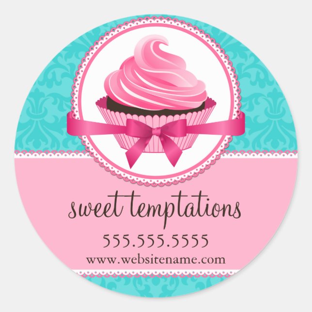 Couture Cupcake BBäckerei Box Siegel Runder Aufkleber (Vorderseite)