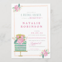 Couture-Kuchen-Brautparty-Einladung - aquamarin