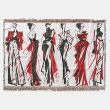 Couture-Modeskizzen Rot-Schwarze Kunst-Decke