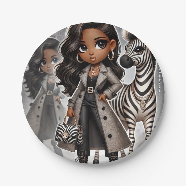 Couture Zebra Pappteller (Vorderseite)