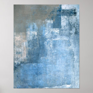 'Cove' Blue and Grau Abstrakt Art Poster Print