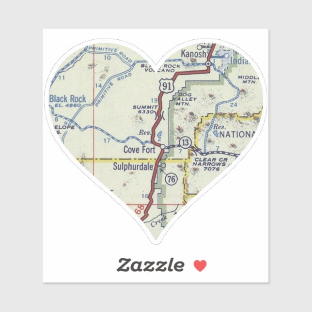 Cove Fort Utah Karte Aufkleber (Blatt)