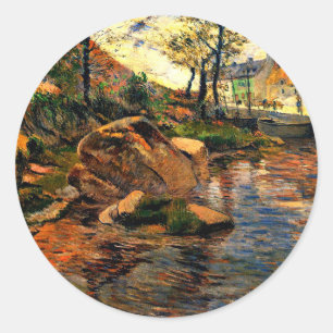 Cove gegenüber dem Hafen von Pont-Aven, Runder Aufkleber