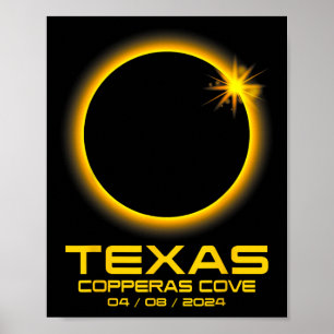 Cove Texas Tx Total Solar Eclipse 2024 Poster