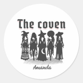 coven bachelorette party witchy runder aufkleber