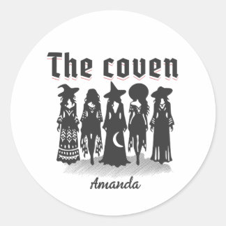 coven bachelorette party witchy runder aufkleber