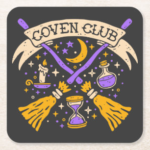 Coven Club Halloween Witwe Night Sky Rechteckiger Pappuntersetzer