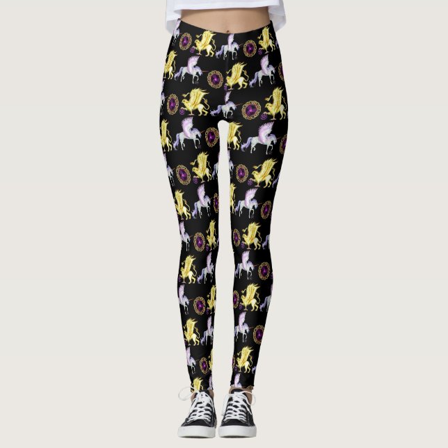 Coven-Symbol-Spiralen-Wesentlich-Einhorn Griffon Leggings (Vorderseite)