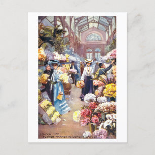 Covent Garden Blumenmarkt London Vintage Postkarte