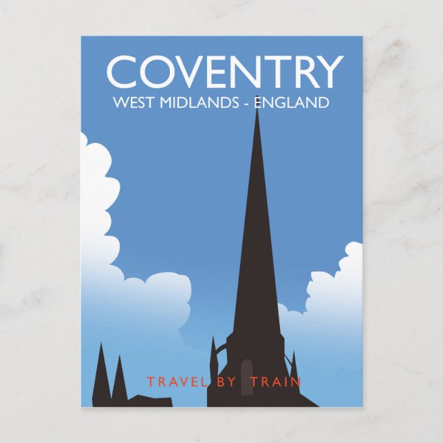 Coventry West Midlands England Travel Poster Postkarte (Vorderseite)