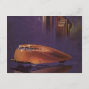 Cover des Vintagen Motor Magazine, Futuristic City Postkarte