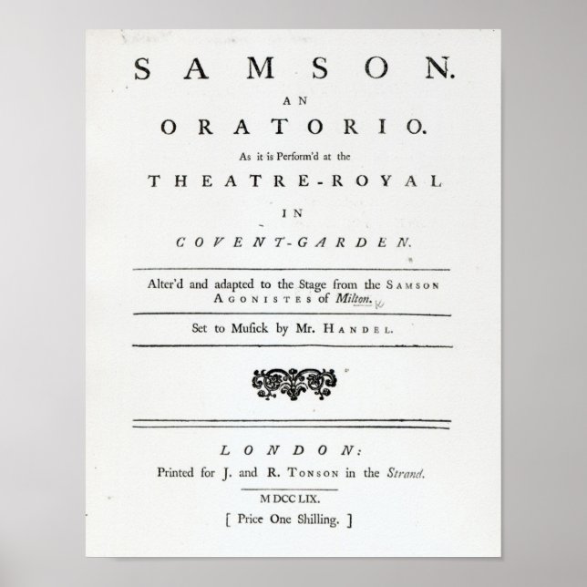 Cover of Sheet Music for Samson Poster (Vorne)