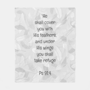 Cover you with his Feathers Bible Quote Ps 91:4 Fleecedecke