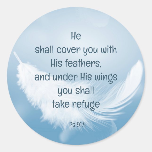Cover you with his Feathers Bible Quote Ps 91:4 Runder Aufkleber (Vorderseite)
