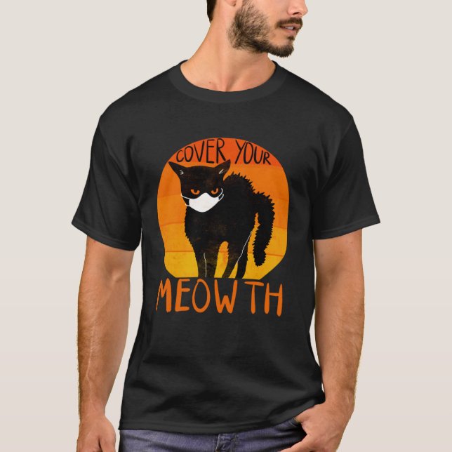 Cover your Meowth  Halloween Black Cat Face Mask T-Shirt (Vorderseite)