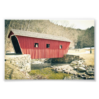 Covered Bridge at Kent Falls Staat Park Fotodruck