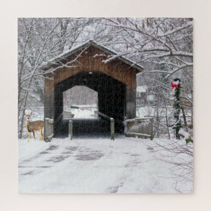 Covered Bridge im Winter Puzzle