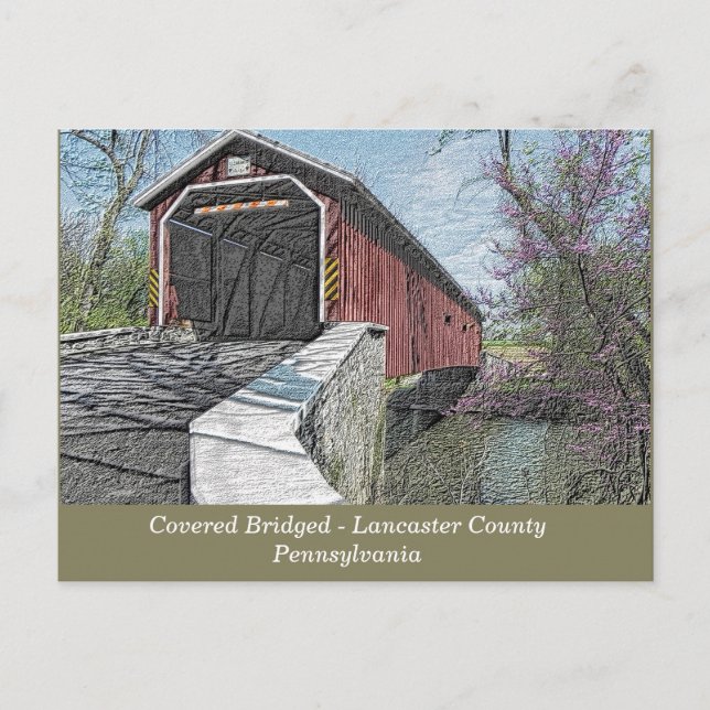 Covered Bridge - Lancaster, PA - Postkarte (Vorderseite)