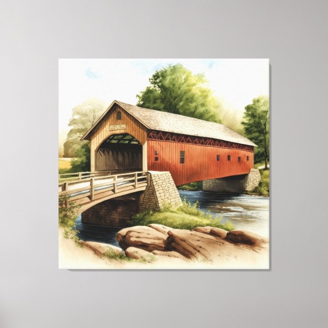 Covered Bridge Leinwand Print (Vorderseite)
