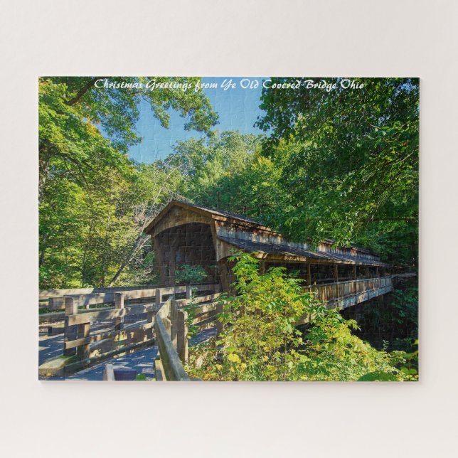 Covered Bridge Ohio.Christmas Grüße Puzzle (Horizontal)