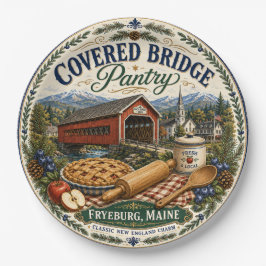 Covered Bridge Pantry Fryeburg Maine Melamin-Telle Pappteller