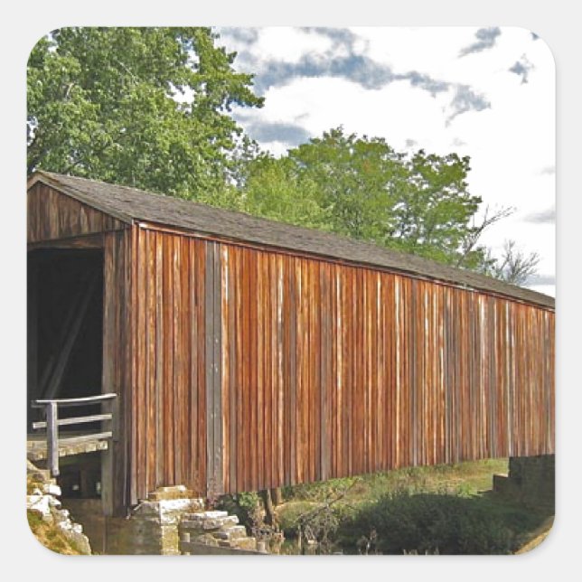 Covered Bridge Quadratischer Aufkleber (Vorderseite)