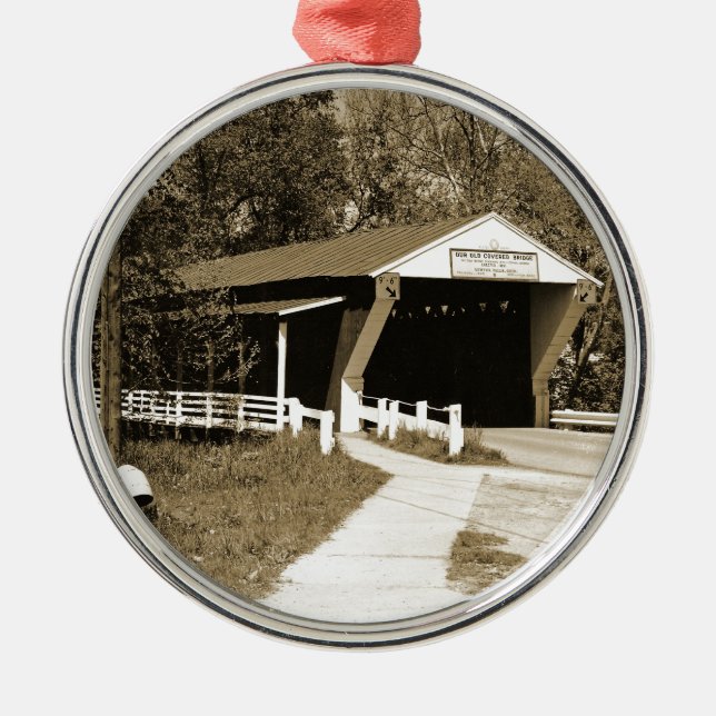 Covered Bridge Silbernes Ornament (Vorne)
