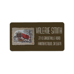 Covered Bridge & Sleigh Adressaufkleber