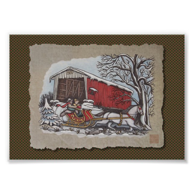 Covered Bridge & Sleigh Fotodruck (Vorne)