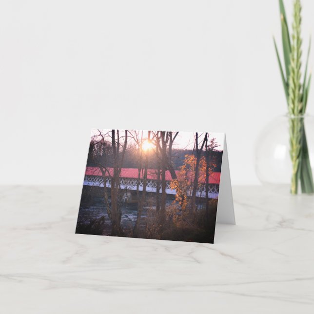 Covered Bridge Sunset Note Card Dankeskarte (Vorderseite)