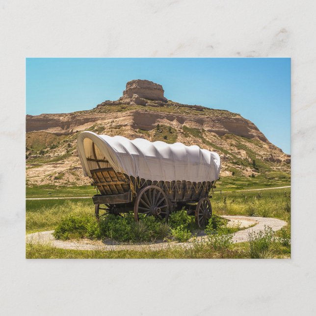 Covered Wagon at Scotts Bluff National Denkmal Postkarte (Vorderseite)
