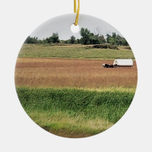 Covered Wagon bei Laura Ingalls Wilder Homestead Keramik Ornament (Vorne)