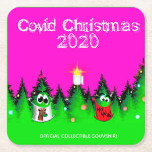 Covianische Weihnachtsbäume mit Maske Rechteckiger Pappuntersetzer