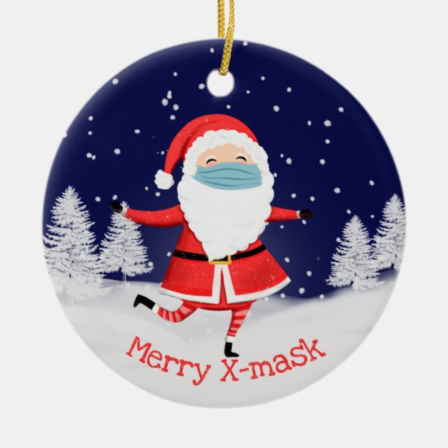 Covid19 2020 das Jahr der Gesicht maskiert Isolati Keramik Ornament (Vorne)