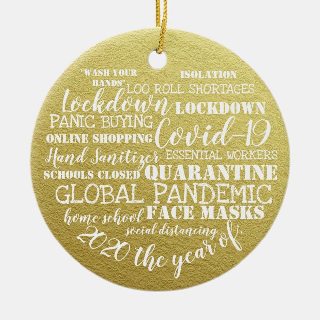 covid19 2020 das Jahr der Gesichtsmasken Gold Keramik Ornament (Vorne)