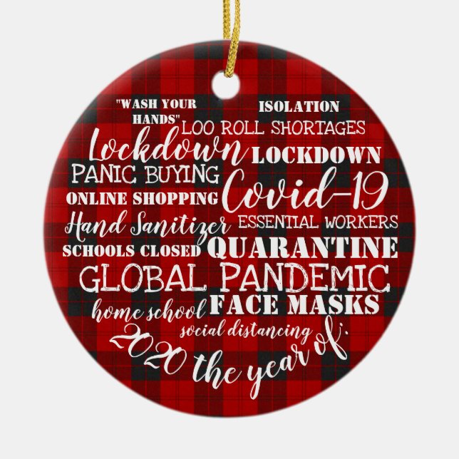 covid19 2020 das Jahr der Gesichtsmasken tartan Keramik Ornament (Vorne)